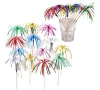 200Pcs Tassel Sticks Reusable Fruit Sticks Cakes Decoration Fireworks Sticks Cocktail Decoration Palm Tree Styling Sticks Drink Decorations for Parties