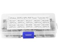 200pcs Transistor Kit with 10 Values NPN PNP BC327 BC558 TO92 Transistors for Electronics Projects DIY Hobbyists Circuit Building and Prototyping