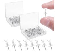 200Pcs Transparent Push Pins, Plastic Head Drawing Poster Tacks Needle, Clear Poster Pins for Wall Hangings, Cork Board, Maps Posters Photos, Pinboard, Notice Board, Xmas Party Decorations