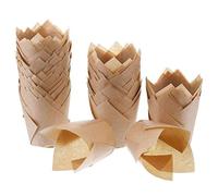 200pcs Tulip Cupcake Liners Baking Paper Cups Holders Greaseproof Muffin Cases Wrappers for Wedding Birthday Party Baby Shower, Standard Size (Natural)