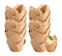 200pcs Tulip Muffin Cases for Bakings,Tulip Cupcake CasesMuffins Baking CasesCup Cake Cases for Baking Cups,Large Greaseproof Cupcake Cups for Christmas Wedding Birthday Party(Brown)