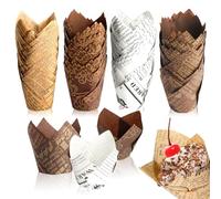 200pcs Tulip Muffin Cases for Bakings,Tulip Cupcake CasesMuffins Baking CasesCup Cake Cases for Baking Cups,Large Greaseproof Cupcake Cups for Christmas Halloween Wedding Birthday Party(4 Patterns)