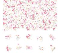 200Pcs Two Silly Goose Confetti Pink Goose 2nd Birthday Decorations Flower Leaf Cute Goose Table Decor for Girls Farm Animal Theme Second Birthday Party Decor Supplies