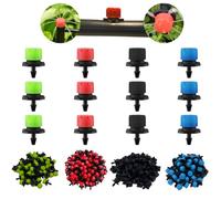 200Pcs Universal Barbed Drip Emitter, HOINCO 360 Degree Adjustable Drip Irrigation Sprinklers, Fits 4mm ID Tube, Grade Drip Irrigation Nozzle Heads for Drip Irrigation Garden Supplies (4 Colors)