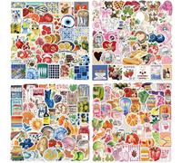200Pcs Vintage Aesthetic Stickers Pack,Waterproof Vinyl Decals with Cute Watercolour Designs for Laptop,Water Bottle,Journaling & Scrapbook,Unique Gift for Girls,Teens & Adults (Mediterranean)