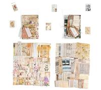 200Pcs Vintage Scrapbook Supplies Kit Junk Journal Paper Mixed Media Collage Card Making Kits for Adults Bullet Journal Planner & DIY Crafting Supplies - Rose Manor Morning Newspaper Theme