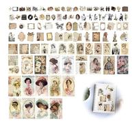 200PCS Vintage Scrapbooking Stickers Paper Pack, DIY Vintage Paper Scrapbooking & Stamping Supplies Vintage Stickers Decorative Stickers Paper Kit for Retro Literary Style Diary Decoration Stationery