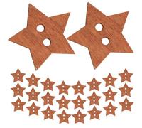 200pcs Vintage Wooden Five Pointed Star Buttons 20mm Two Hole Craft | Smooth Edges, Vintage Colours, Easy to Sew, for Sewing Enthusiasts, Scrapbookers, Handmade Cards