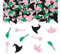 200Pcs Witch Table Confetti, Pink Green Witch Theme Birthday Decorations Crown Magic Hat Broom Paper Scatter Let's Have A Wicked Time Decor for Birthday Bachelorette Party Supplies