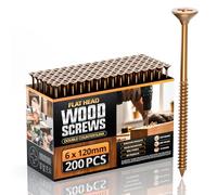 100 Pcs Wood Screws 6 x 120mm Multi Purpose Flat Head Single Thread Wood Screws Kit, Self Tapping M3,M3.5,M4 Ideal for Diy,Furniture Fix, and Repairs