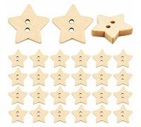 200pcs Wooden Star Buttons with 2 Holes Rustic Sewing Buttons Lovely Mini Wood Button for Costume Design Clothes Scrapbooking Art Crafts DIY Decoration