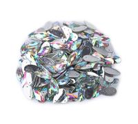 200Pieces Sew on Rhinestones Large Big Sew on Crystals Sewing Gems, Clear Faceted Drop Shape Sewing Beads Crystal Sew Flat-Back Glass Rhinestones Crystal Gems Dress Accessories (9*18mm water drop net)