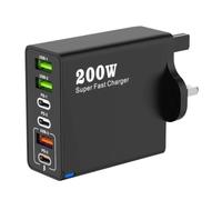 200W 6-Port USB Charging Station, PD 100W/65W/45W/20W Fast Charging | Multi USB C Charger Hub for MacBook Dell iPhone 16/15/14 Pro iPad Samsung Galaxy Steam Deck Tablets USB-C Devices