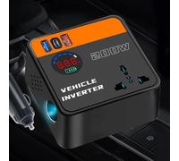 200W Car Inverter with USB PD Port for DC12V or DC24V to DC110V DC220V Voltage Conversion for Laptops Smartphones Fans Kettles