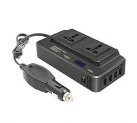 200W Car Power Inverter, 12V DC to 110V AC Converter with 2 AC Outlets and 4 USB Ports, PD/QC 3.0 Fast Charging, Car-Essentials for Camping, Road Trip