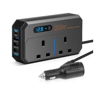 200W Car Power Inverter DC 12V to AC 230V with 2 Sockets and 4 USB Ports, Voltage Converter QC3.0 Fast Charging Car Charger with Cigarette Lighter for Camping Van Caravan Power Inverters