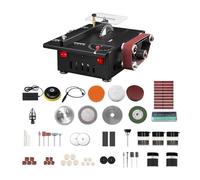 200W Mini Bench Saw and Belt Sander Variable Speed Circular Table 30mm Cutting Depth DIY for Wood Plastic Stone Metal Knife Create Your Own Gem
