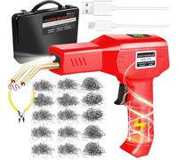 200W Plastic Welder Kit, 5000mAh USB Rechargeable Wireless Plastic Repair Kit with 1050 PCS Hot Staples, Portable Cordless Car Bumper Repair Kit for Plastic Crack Repair(red)