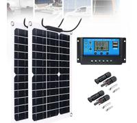 200W Solar Panel Kit - 2x100W Semi-Flexible Monocrystalline for 18V Off-Grid System with 20A Controller for RV Boat Camper Roof Installation