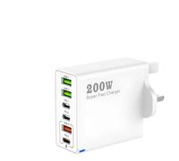 200W USB C Charging Station, 6-Port Fast Charger Plug with PD 100W/65W/45W/20W, GaN III Multi USB C Charger Hub for MacBook, Dell, Steam Deck, iPhone 15/16/14 Pro, iPads - USB Multi Charger Block