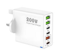 200W USB C Charging Station, 6-Port Fast Charger Plug with PD 100W/65W/45W/20W, GaN III Multi USB C Charger Hub for MacBook, Dell, Steam Deck, 15/16/14 Pro, USB Multi Charger Block