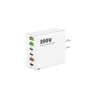 200W USB C Charging Station 6-Port Fast Charger Plug with PD 100W 65W 45W 20W MultiPort Charger Compatible with MacBook Pro Air iPhone 17 Pro Air 17 16 15 14 Dell Steam Deck iPads Galaxy Series White