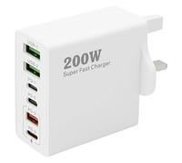 200W USB C Charging Station,6-Port Multi Fast Charger Plug with PD 100W/65W/45W/20W Power Adapter USB C Wall Charger Hub for MacBook,iPhone 15/16/14 Pro,Laptop,iPads,Dell XPS,Steam Deck