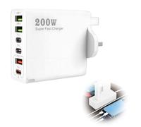 200W USB C Fast Charger Block 6 Port Charging Station PD 100W 65W 45W 20W Multi Hub for MacBook Pro Air Dell XPS iPhone 15 16 14 Pro iPads Galaxy S24 S23 Steam Deck