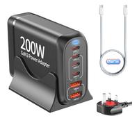 200W USB-C Fast Charger Block:Upgraded GaN III Charger,6 Port USB C Charging Station Hub with PD 65W Compatible with iPhone, Samsung, MacBook,and More