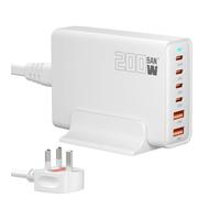 200W USB C Fast Charger Plug, 6-Port GaN III Charging Station PD 100W 65W 44W 20W Laptop & Phone Charger + 18W QC, Compatible with MacBook Pro/Air,Dell XPS, iPhone 15/16/14/ Pro, iPads, Steam Deck