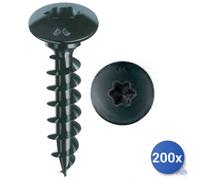 200X Black Zinc Plated Screws For Panelvit&Reg; Mustad Hollow Mushroom Head Tx