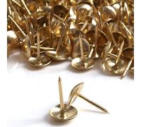 200x Brass Decorative Upholstery Nails - 10mm Domed Head Fabric Furniture Tacks