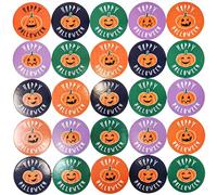 200x Halloween Stickers - 4cm Round Pumpkin Design - 8 Sheets - Assorted ‘Happy Halloween’ Labels for Party Bags, Trick or Treat, Kids Crafts, Scrapbooking, Halloween Decorations