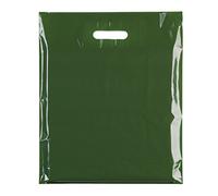 200x Harrord Green Plastic Carrier Bags-15" x 18" x 3" Large Coloured Bag-Reusable Retail Market Traders Fashion Colored Carriers Bags