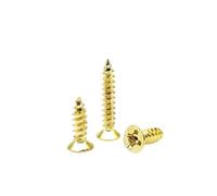 200X M2 M2.6 M3 Small Golden Silver Antique Brass Bronze Black Steel Flat Countersunk Head Self Tapping Wood Screw(Golden,2.6x6mm)