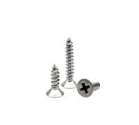 200X M2 M2.6 M3 Small Golden Silver Antique Brass Bronze Black Steel Flat Countersunk Head Self Tapping Wood Screw(Silver,3x16mm)