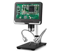 200X Magnification Digital Microscope, 7.0 Inch Screen, Adjustable Lights, PCB Soldering Kids Outside Use, USB Microscope For Coin Microscope Video Camera(Black)