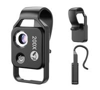 200X Phone Mini Pocket Microscope with Led Light/universal Clip, Nano Zoom Portable Digital Microscope Camera Attachments for 99% Smartphone, Multi-layer Coating, Microworld for Kids Adults