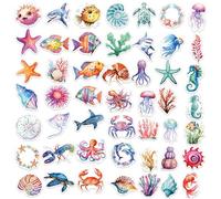 200x/Set Self-Adhesive Stickers Sea Animal Fish Cute Water Bottle for Laptops
