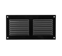 200x100mm / 8x4 inch Black Metal Ventilation Grille with Flyscreen - Air Vent Cover