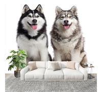200x140 cm Murals Wall Covering Animal Dog Husky Photo Wallpaper for Office Hotel Café Restaurant Living Room White DIY Room Waterproof Decor Wallpaper Removable Peel and Stick