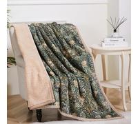(200x150cm, Honeysuckle) William Morris Sherpa Fleece Blanket Bed Throw Blanket Fluffy Snuggle Blanket Large Throws for Sofas Settees Decorative Microfiber blankets