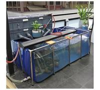 200x150x40cm Temporary Fish Tank - Clear Viewing Panel Outdoor Aquarium Pool, Above Ground Koi & Duck Pond, Canvas Indoor Pond for Fish & Water Plants (Blue)