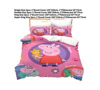 (200x200cm) Cartoon Kids 3d Peppa Pig Duvet Cover Pillowcase Single Double Bedding Gift Set
