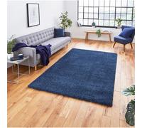 Dark Blue Plain Shaggy Modern Plain Easy To Clean Softrug For Dining Room -200Cm X 290Cm