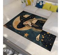 200x300 Area Rugs Washable Non Slip Rug Vintage Boho Gothic Moon Witch Printed Pattern Low Pile Carpet for Living Room Bedroom Dining Room Hallway Entryway
