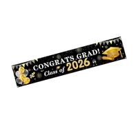200X40Cm Black Gold Graduation Banners for 2026 Class Party Photo Background Polyester Backdrop for School Petroleum Background