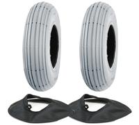 200x50 Mobility Scooter Tyre & Tube Grey P191 Tire Non Marking Pumped (Set of 2)
