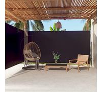 200x600 cm Retractable Outdoor Divider Screen UV Protection Side Awning for Balcony & Patio Automatic Roll up Privacy Shade Black Fabric Wind Barrier
