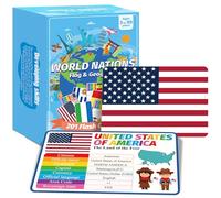 201 Countries of The World Flashcards Country Flag Continent Capital Language Learning Flash Cards Laminated Geography Culture Educational Cards Game Gift for Adults Family Classroom Teachers Students